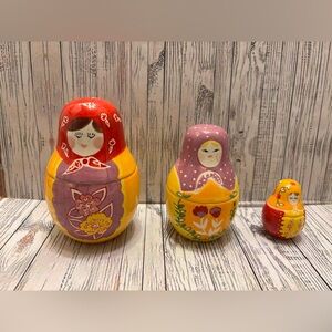 Anthropologie Ceramic Russian Nesting Dolls Measuring Cups Complete Set